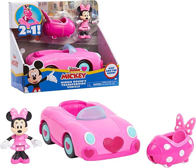 Vehículo Transformador  Minnie Mouse, Coche de Juguete Rosa, Preescolar
